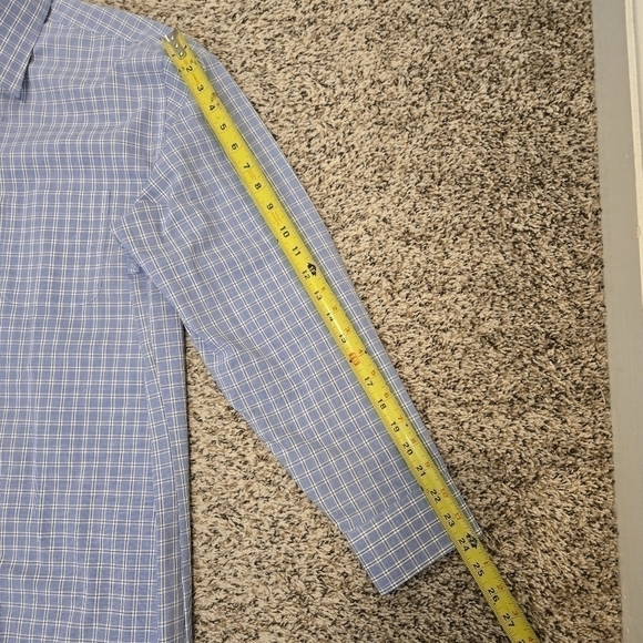 Men’s Stafford Performance The Super Shirt Blue And White Check Neck Size 17.5 - Picture 11 of 14